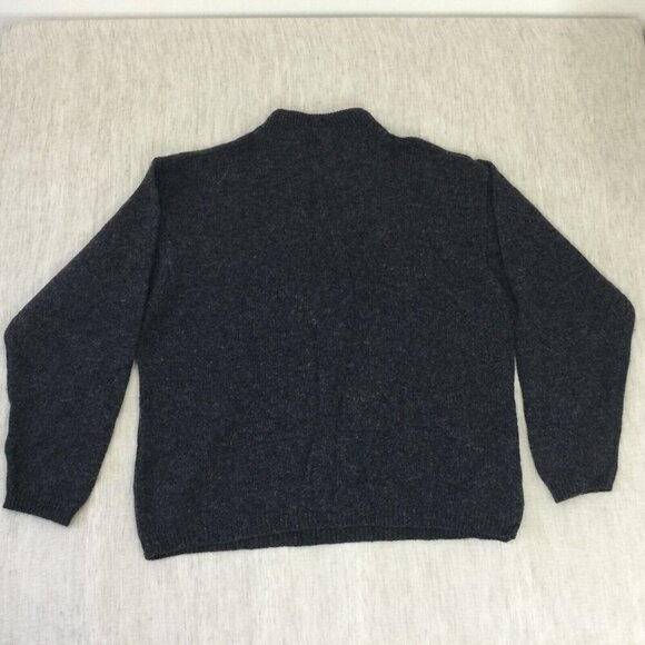 REI Sweater Mens XL Black 100% Virgin Wool Knit Long Sleeve Quarter Zip Pullover - Picture 3 of 11
